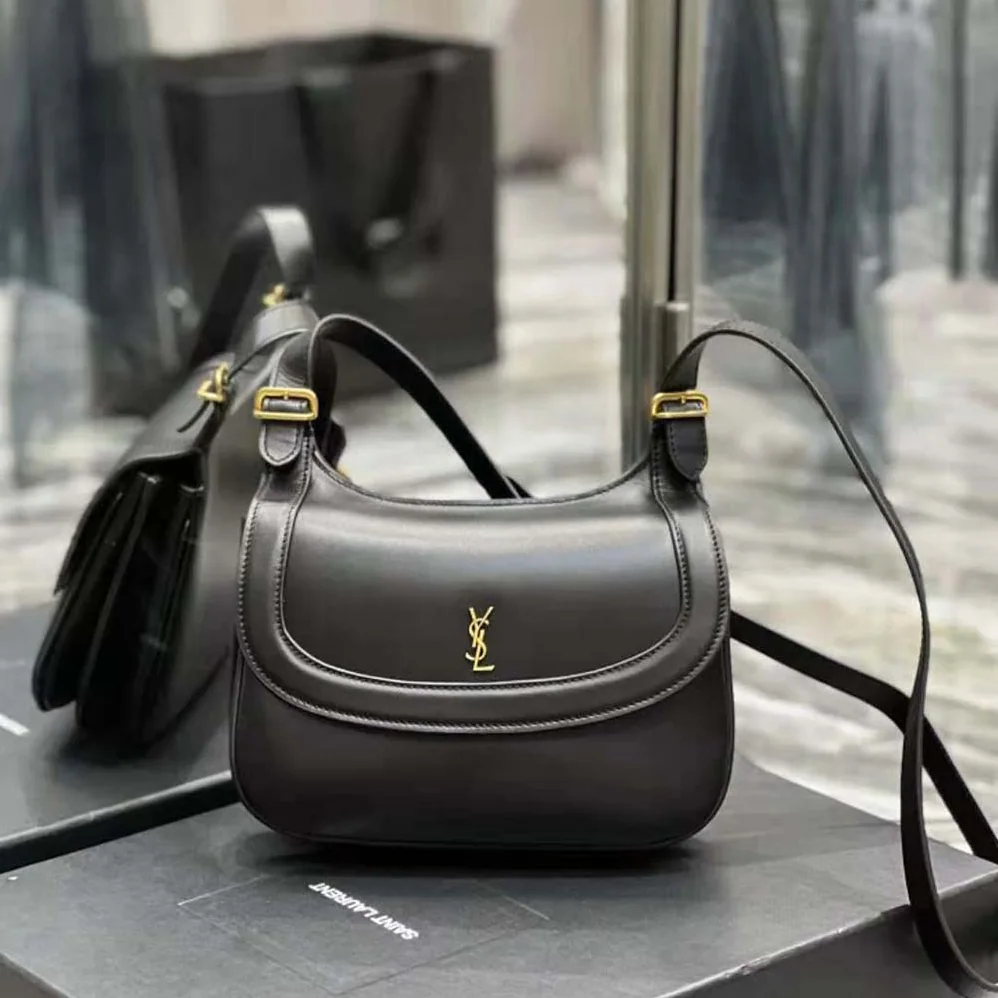 Saint Laurent YSL Charlie Medium Shoulder Bag in Smooth Leather for Women in Black Saint Laurent YSL Charlie Medium Shoulder Bag in Smooth Leather for Women in Black