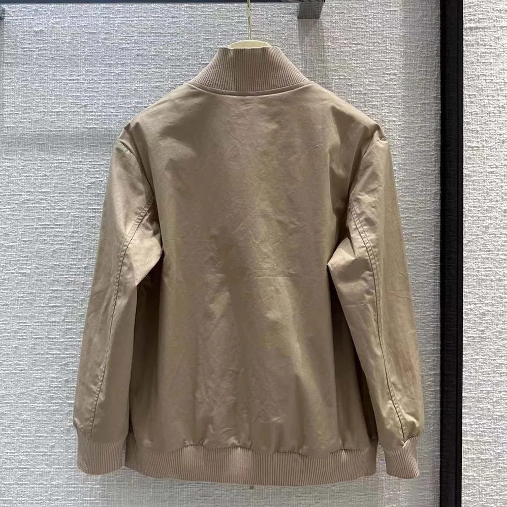 Miu Miu Chino Blouson Jacket with Embroidered Logo for Women Miu Miu Chino Blouson Jacket with Embroidered Logo for Women