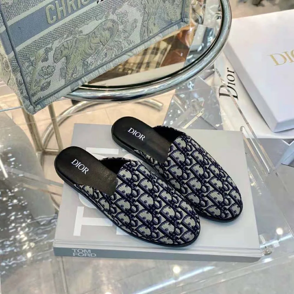 Dior Indior Mule Beige and Black Dior Oblique Jacquard for Men Dior Indior Mule Beige and Black Dior Oblique Jacquard for Men
