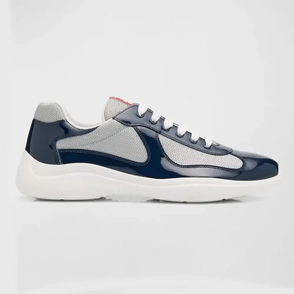 Prada America's Cup Patent Leather Patchwork Sneakers for Unisex Prada America's Cup Patent Leather Patchwork Sneakers for Unisex