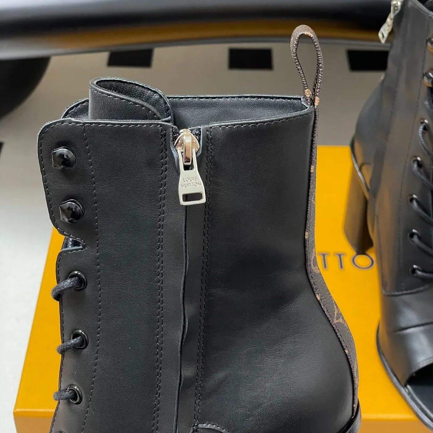 Louis Vuitton Berlin Open Toe Ankle Boots Black 1AIBRU Louis Vuitton Berlin Open Toe Ankle Boots Black 1AIBRU