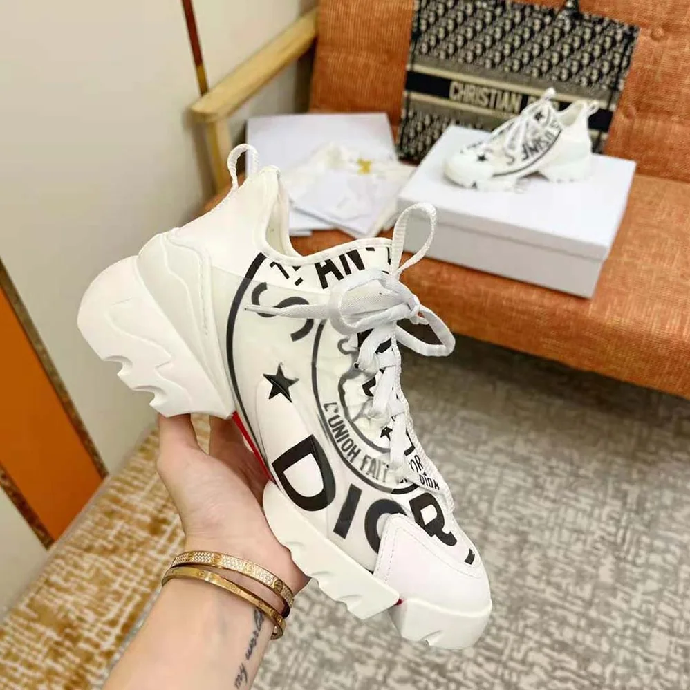 Dior D-Connect Sneaker White Technical Fabric with Dior Union Print for Women