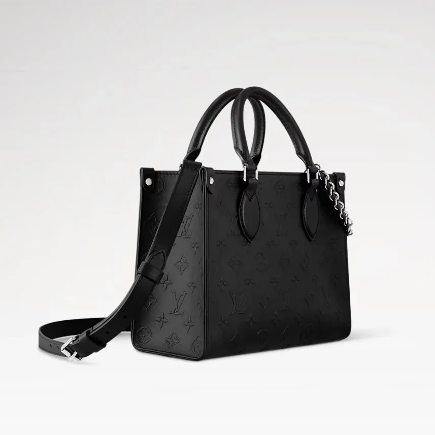 Louis Vuitton OnTheGo PM Tote Bag in Black Silver Hardware Louis Vuitton OnTheGo PM Tote Bag in Black Silver Hardware