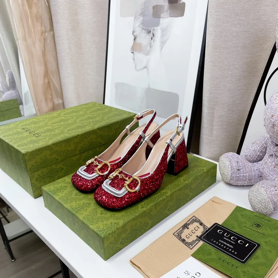 Gucci Lovelight Slingback Mid in Heel With Horsebit Red Gucci Lovelight Slingback Mid in Heel With Horsebit Red