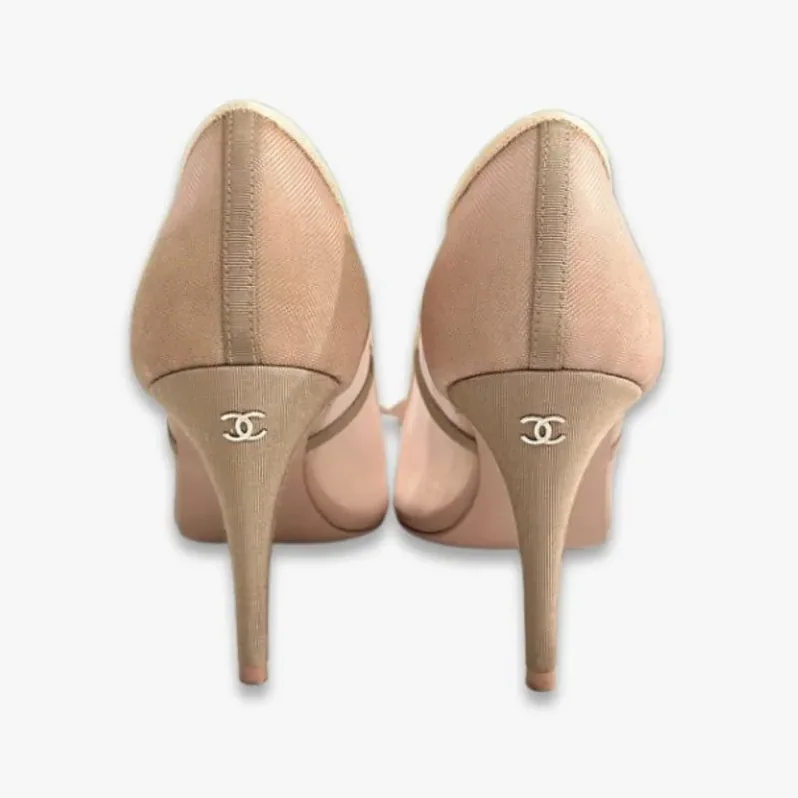 Chanel Mesh Camellia Heels Pink