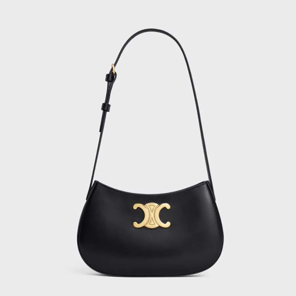 Celine Medium Tilly Bag in Shiny Calfskin for Women in Black