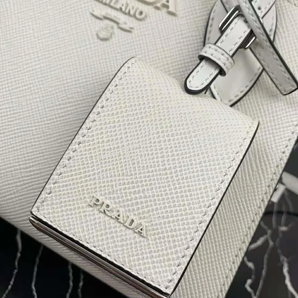 Prada Saffiano Leather Prada Monochrome Bag for Women in White Prada Saffiano Leather Prada Monochrome Bag for Women in White