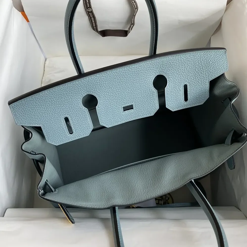 Hermes Birkin 30 Bag in Epsom Leather with Gold Hardware in Blue/Gold Hermes Birkin 30 Bag in Epsom Leather with Gold Hardware in Blue/Gold