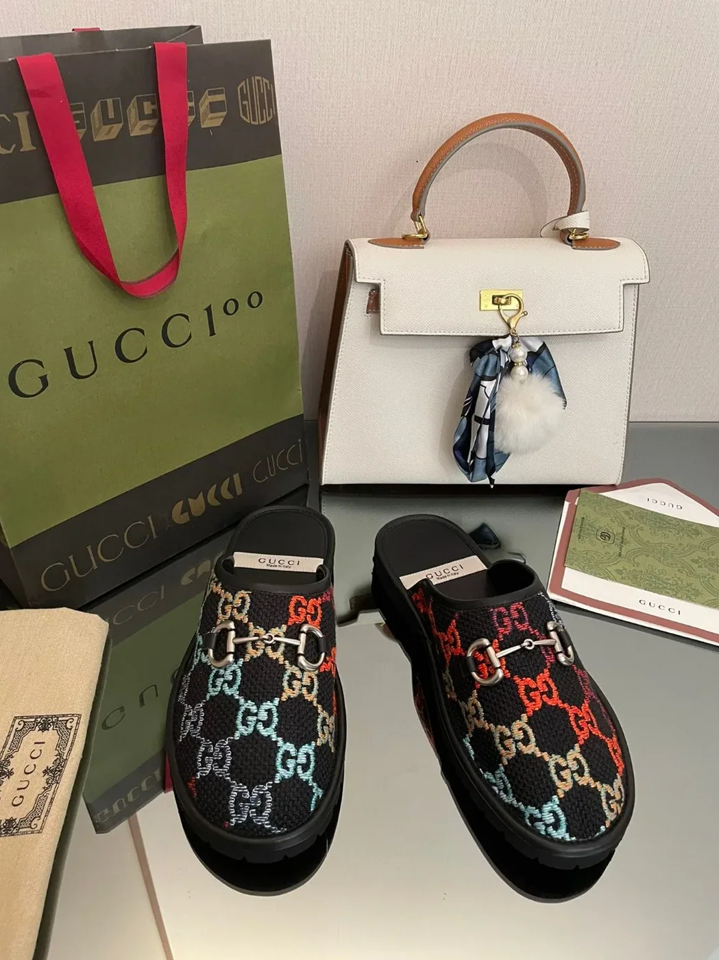 Gucci GG Slipper With Horsebit Black GG Shoes for Men
