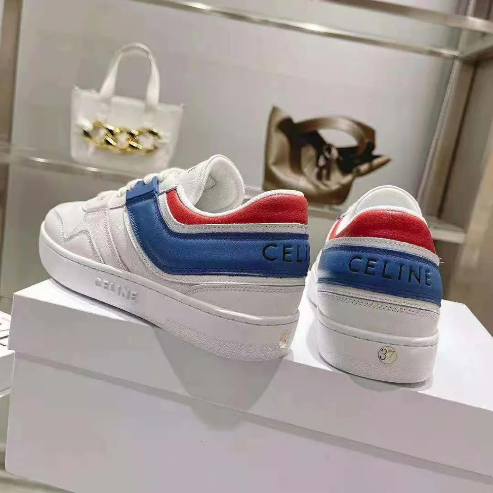 Celine Trainer Low Lace-up Sneaker in Calfskin for Women in Blue Celine Trainer Low Lace-up Sneaker in Calfskin for Women in Blue