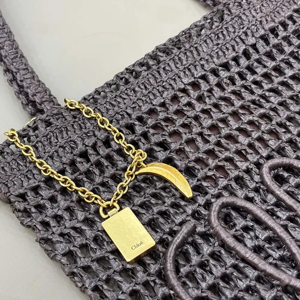 Chloe Small Summer Banana Tote Bag in Raffia for Women in Kohl Brown Chloe Small Summer Banana Tote Bag in Raffia for Women in Kohl Brown