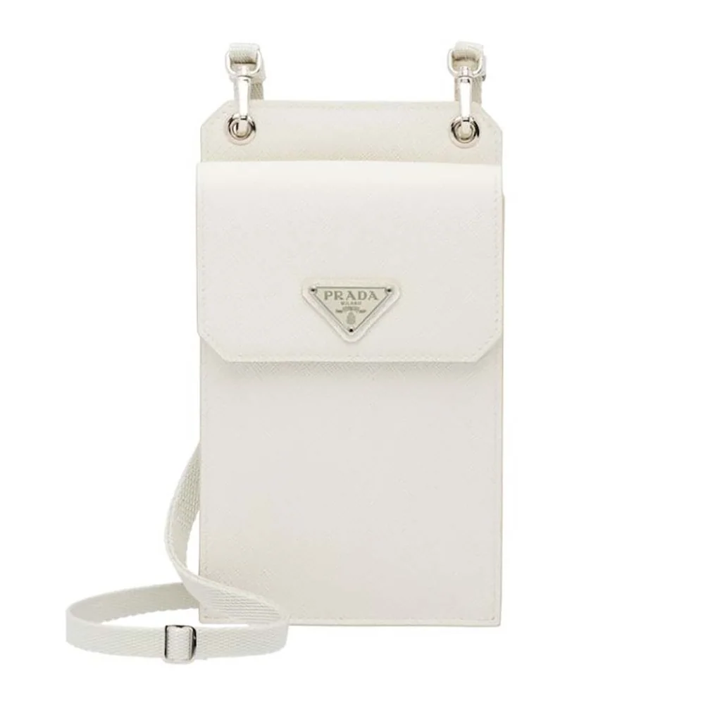 Prada Saffiano Leather Smartphone Case for Men in White Prada Saffiano Leather Smartphone Case for Men in White