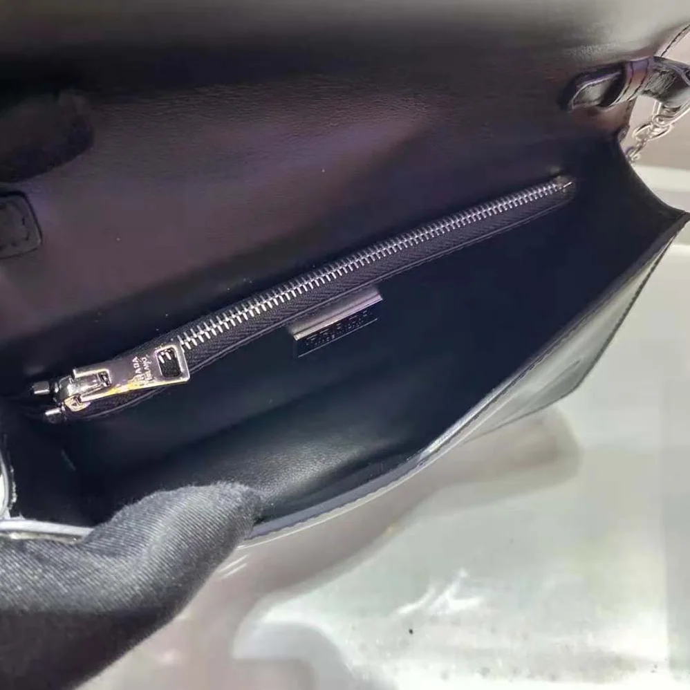 Prada Brushed Leather Shoulder Bag for Women in Black Prada Brushed Leather Shoulder Bag for Women in Black
