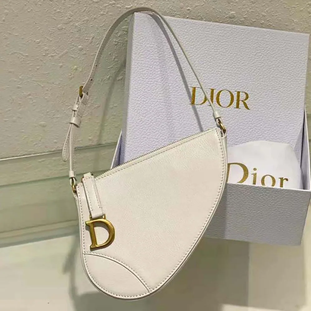 Dior Saddle Shoulder Pouch Latte Goatskin for Women
