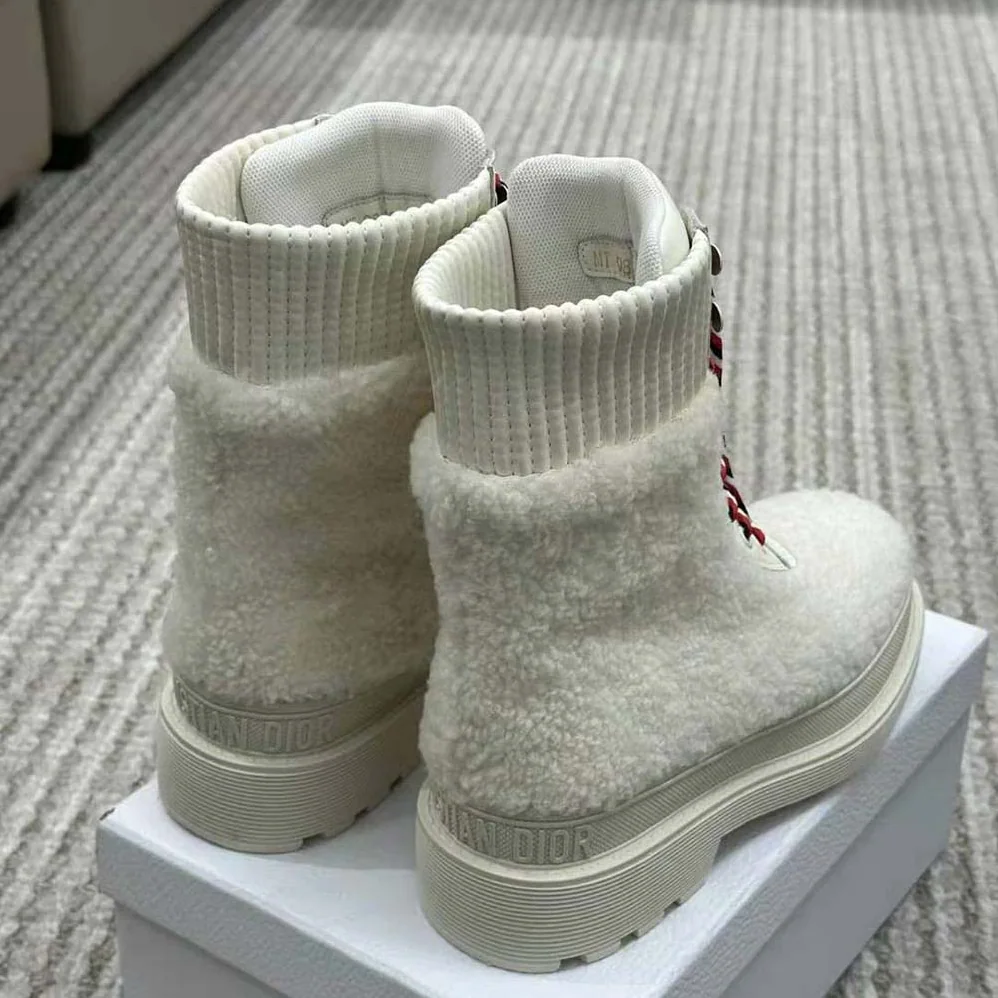 Dior Hike Ankle Boot White Calfskin and Shearling for Women Dior Hike Ankle Boot White Calfskin and Shearling for Women