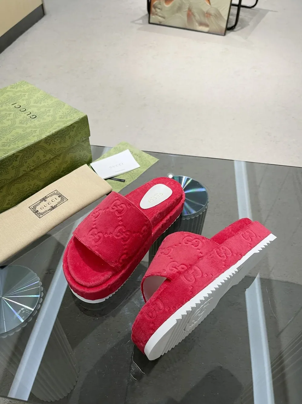 Gucci GG Platform Sandal Red for Women
