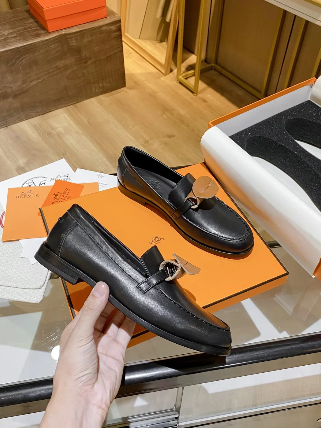 Hermes Destin Loafers Black