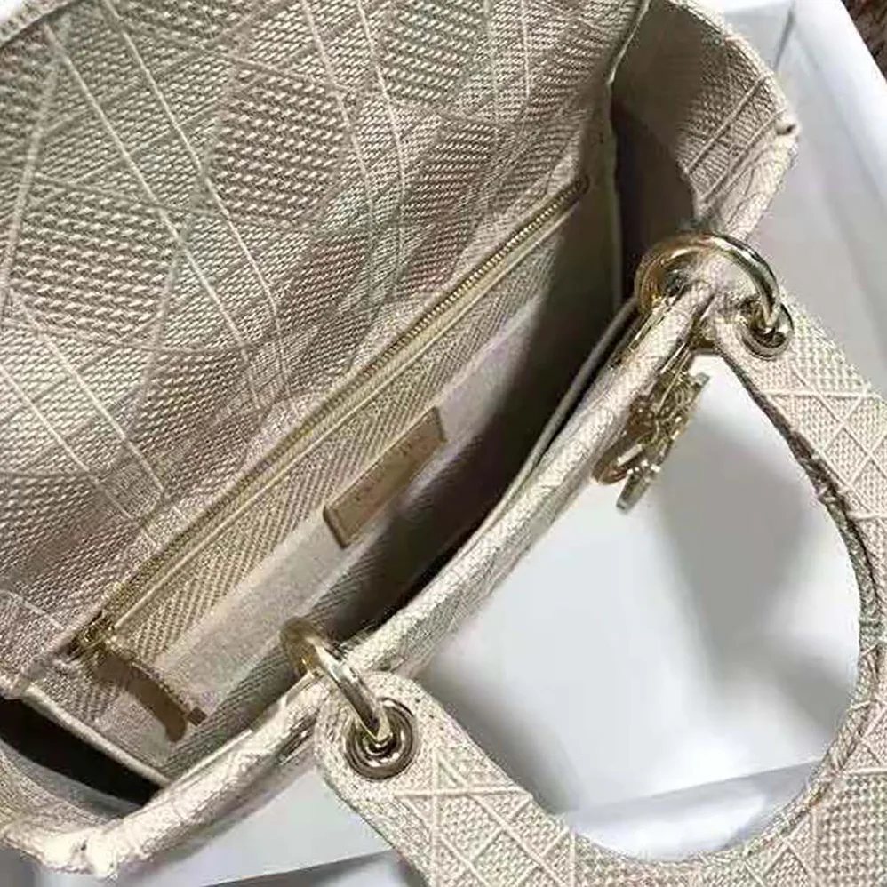 Dior Medium Lady D-Lite Bag Cannage Embroidery in Sandy Dior Medium Lady D-Lite Bag Cannage Embroidery in Sandy