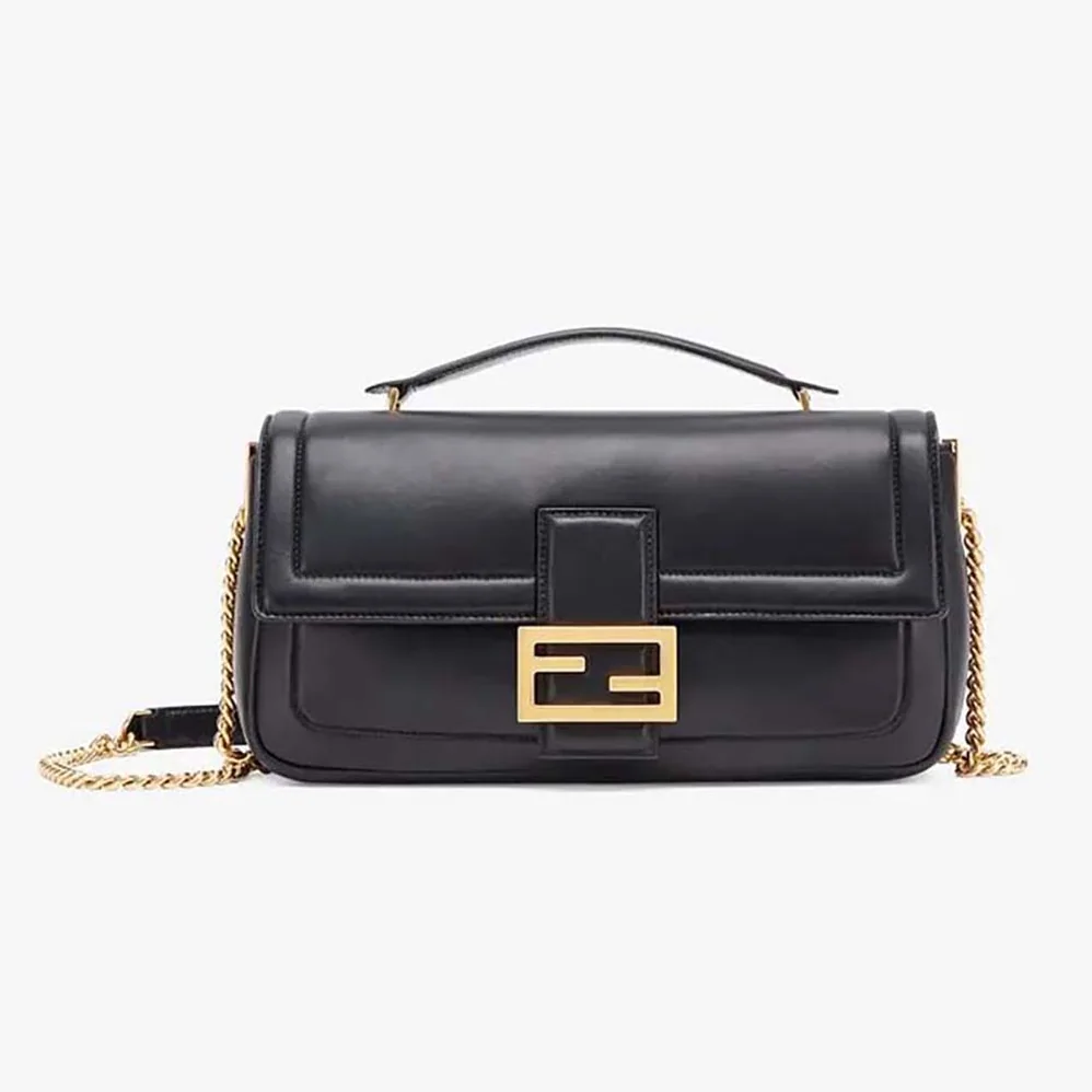 Fendi Baguette Chain Black Nappa Leather Bag for Women