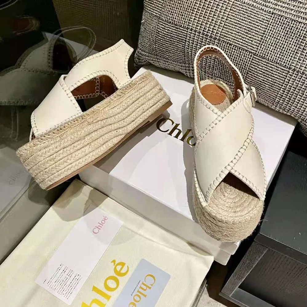 Chloe Lucinda Platform Espadrille in 6cm Heel Height for Women in White Chloe Lucinda Platform Espadrille in 6cm Heel Height for Women in White