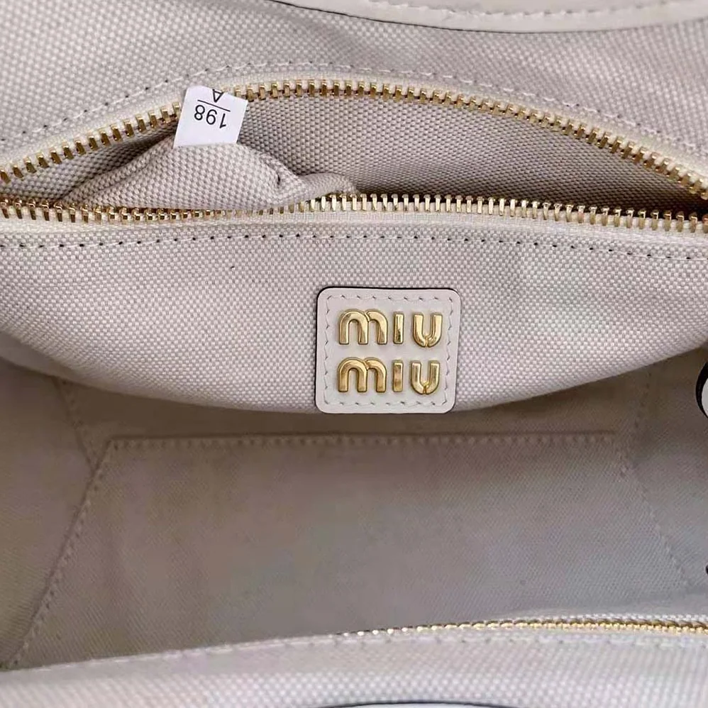 Miu Miu IVY Leather Bag with Leather Lettering Logo for Women in White Miu Miu IVY Leather Bag with Leather Lettering Logo for Women in White