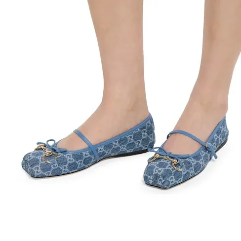 Gucci Horsebit Ballet Flats Blue Denim Gucci Horsebit Ballet Flats Blue Denim