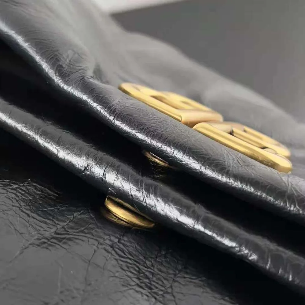 Balenciaga Monaco Medium Chain Bag in Black Arena Calfskin for Women