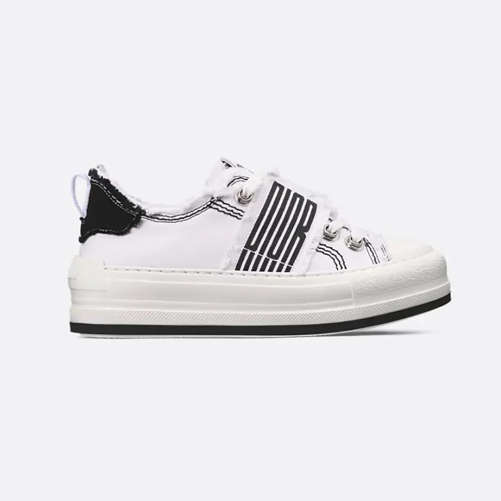 Dior Walk'n'Dior Platform Sneaker White and Black Fringed Cotton Canvas for Women Dior Walk'n'Dior Platform Sneaker White and Black Fringed Cotton Canvas for Women