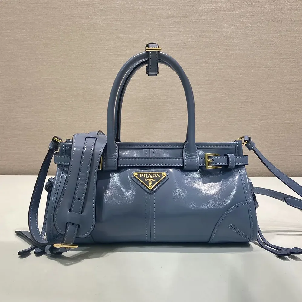 Prada Bonnie Leather Mini Handbag for Women in Light Blue