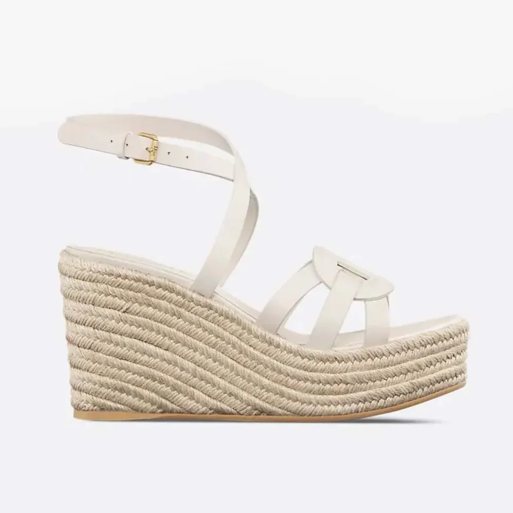 Dior D-Club Wedge Sandal White Calfskin for Women Dior D-Club Wedge Sandal White Calfskin for Women