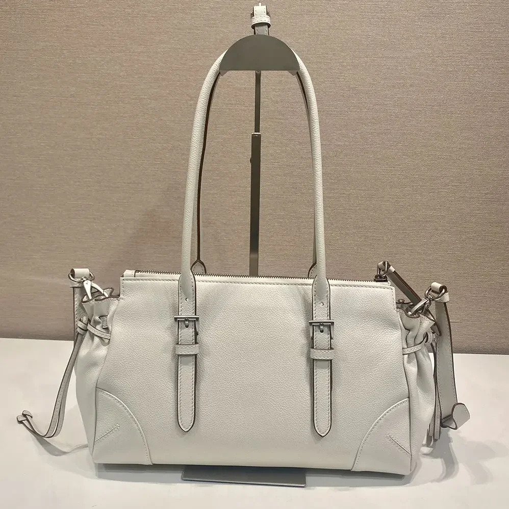 Prada Bonnie Medium Antiqued Leather Tote Bag for Women in White Prada Bonnie Medium Antiqued Leather Tote Bag for Women in White