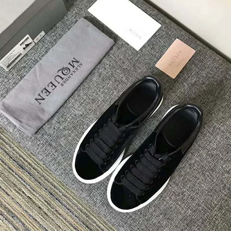 Alexander Mcqueen Oversized Sneaker With Black Velvet Calf Leather for Unisex Alexander Mcqueen Oversized Sneaker With Black Velvet Calf Leather for Unisex