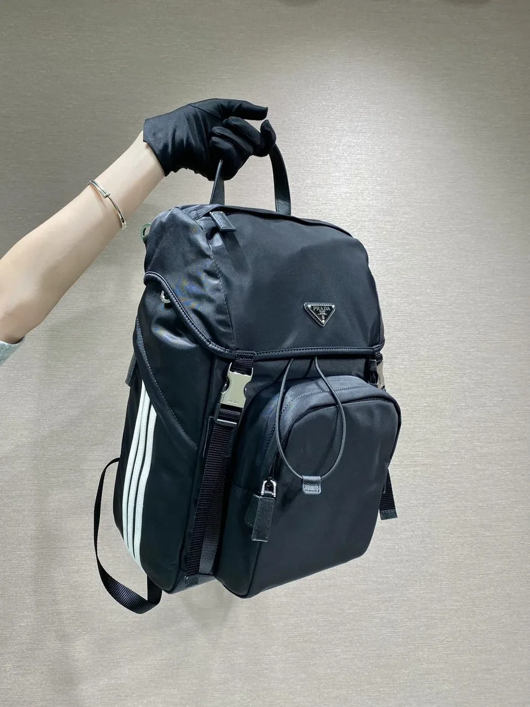 Prada x Adidas Re-Nylon And Saffiano Backpack Black Prada x Adidas Re-Nylon And Saffiano Backpack Black