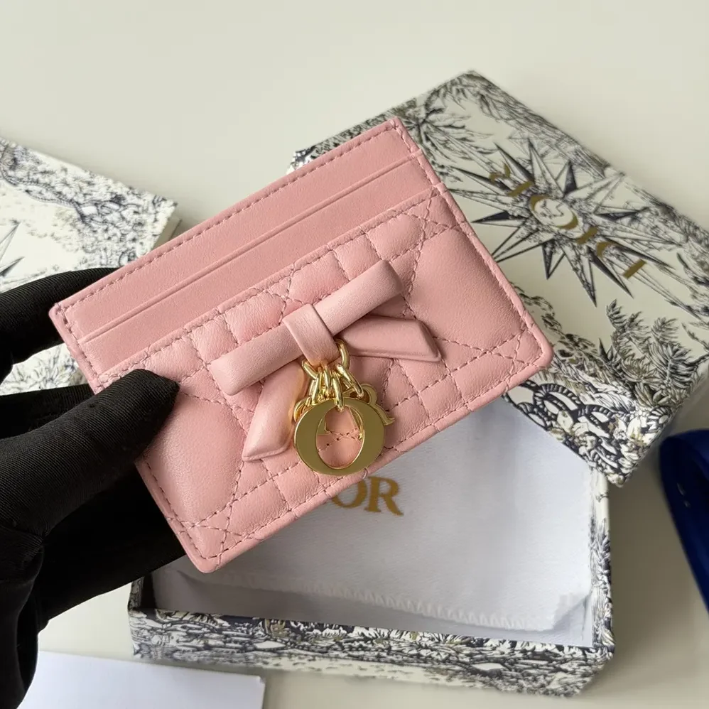 Dior Lady Dior Freesia Card Holder Black Cannage Lambskin for Women Dior Lady Dior Freesia Card Holder Black Cannage Lambskin for Women