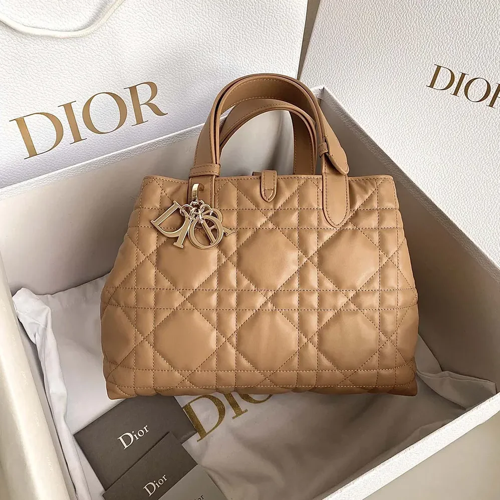 Dior Medium Dior Toujours Bag Medium Tan Macrocannage Calfskin for Women