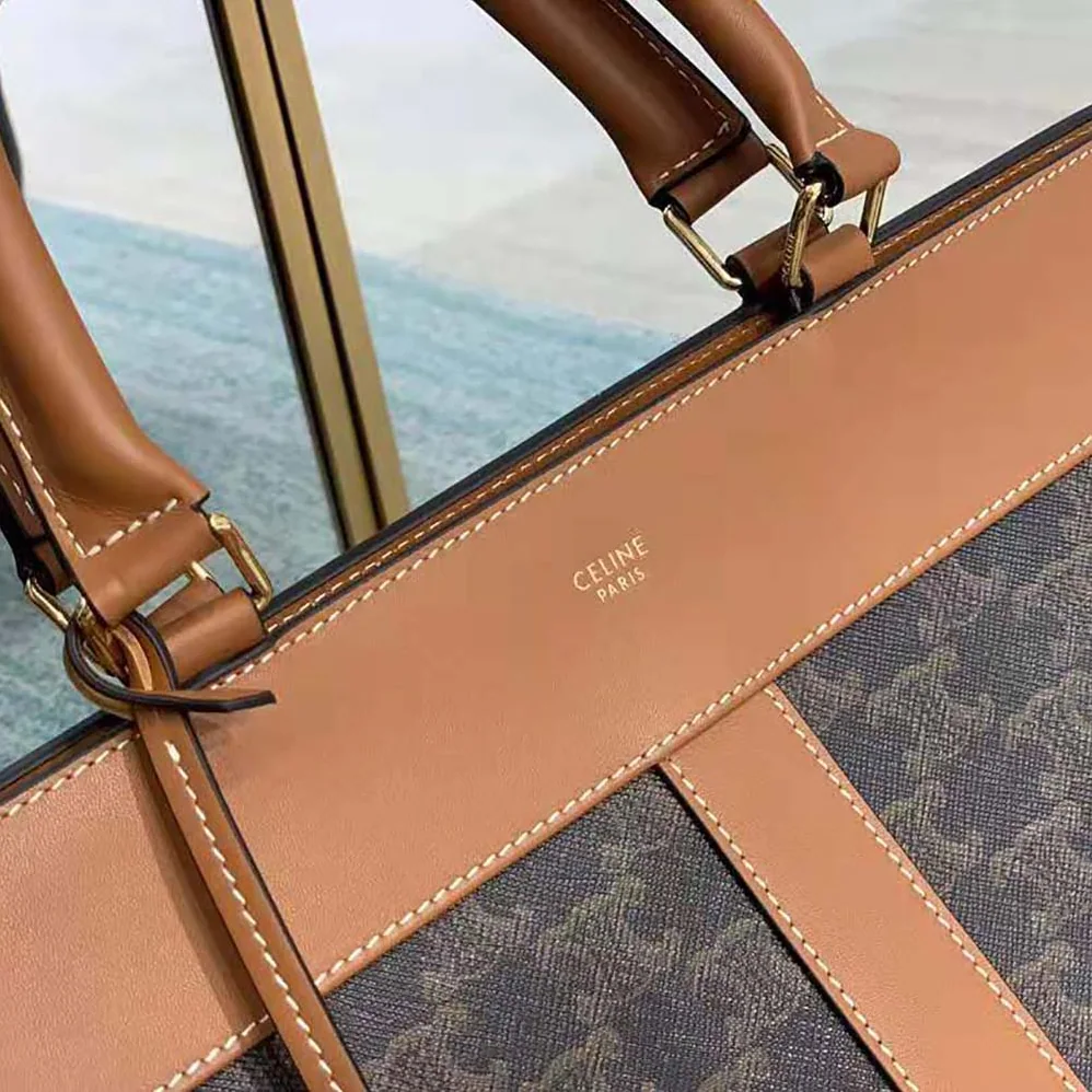 Celine Medium Cabas DE France Bag in Triomphe Canvas and Calfskin for Women Celine Medium Cabas DE France Bag in Triomphe Canvas and Calfskin for Women