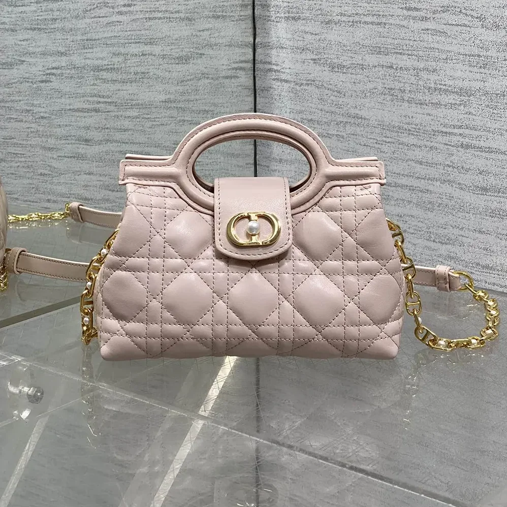 Dior Jolie Top Handle Mini Bag Powder Pink Cannage Lambskin for Women Dior Jolie Top Handle Mini Bag Powder Pink Cannage Lambskin for Women