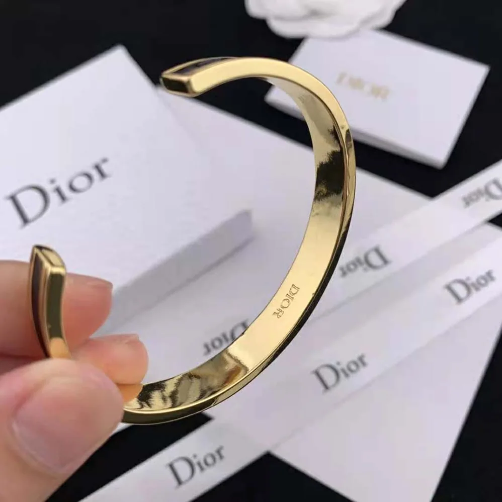 Dior Code Bangle Gold-Finish Metal and White Lacquer for Women Dior Code Bangle Gold-Finish Metal and White Lacquer for Women