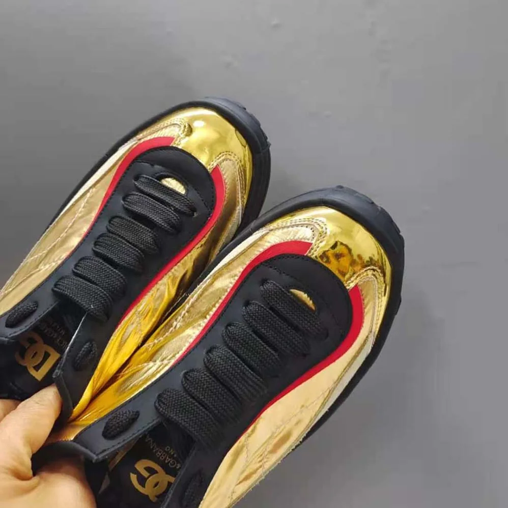 Dolce Gabbana D&G Mixed-material Old Runner Sneakers for Men in Gold Dolce Gabbana D&G Mixed-material Old Runner Sneakers for Men in Gold