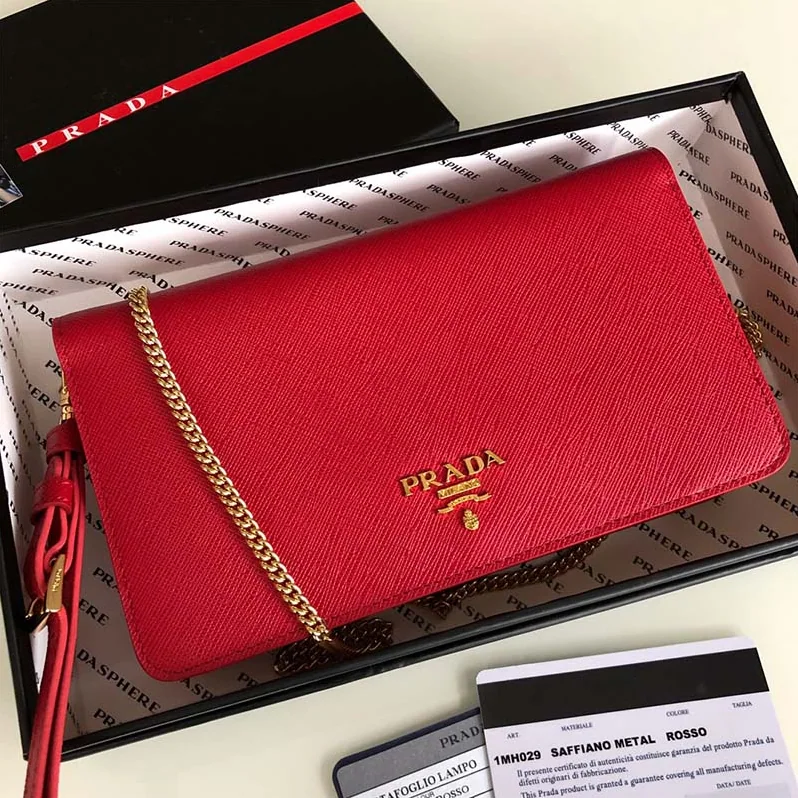 Prada Saffiano Leather Mini Bag for Women in Red Prada Saffiano Leather Mini Bag for Women in Red