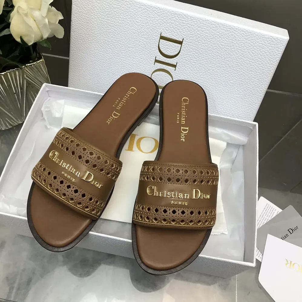 Dior Camel Calfskin with Openwork Microcannage Motif for Women Dior Camel Calfskin with Openwork Microcannage Motif for Women