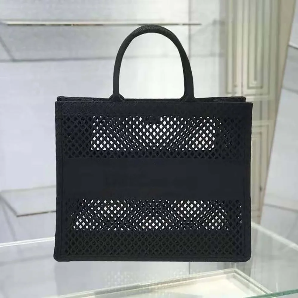 Dior Dior Book Tote Black Mesh Embroidery for Women