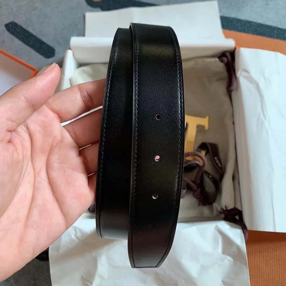 Hermes H Belt Buckle & Reversible Leather Strap 32 mm for Men in Black