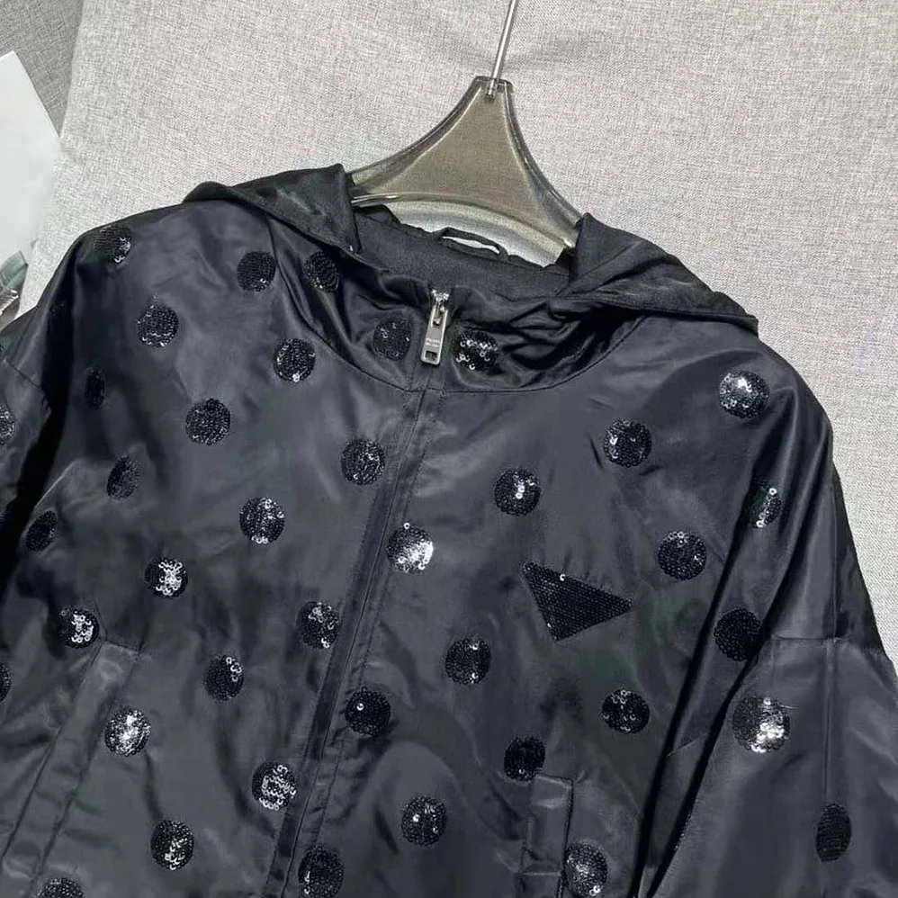 Prada Re-Nylon Embroidered Jacket for Women in Black