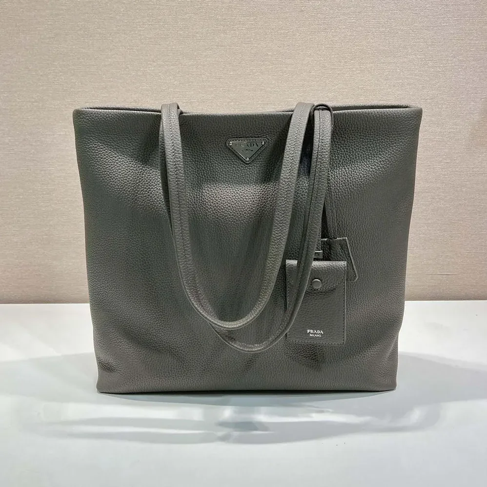 Prada Leather Tote for Unisex in Bamboo Gray