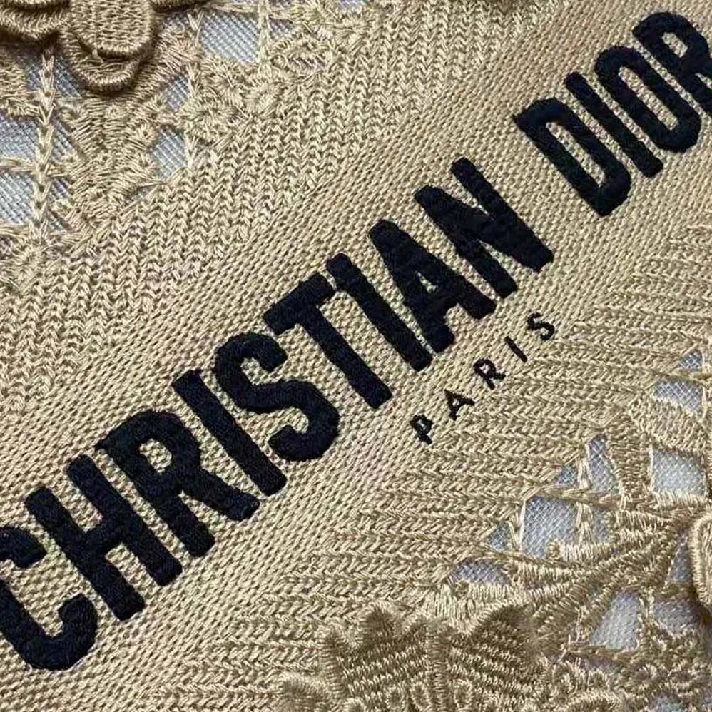 Dior Medium Lady D-lite Bag Natural D-Lace Embroidery with 3D Macramé Effect for Women