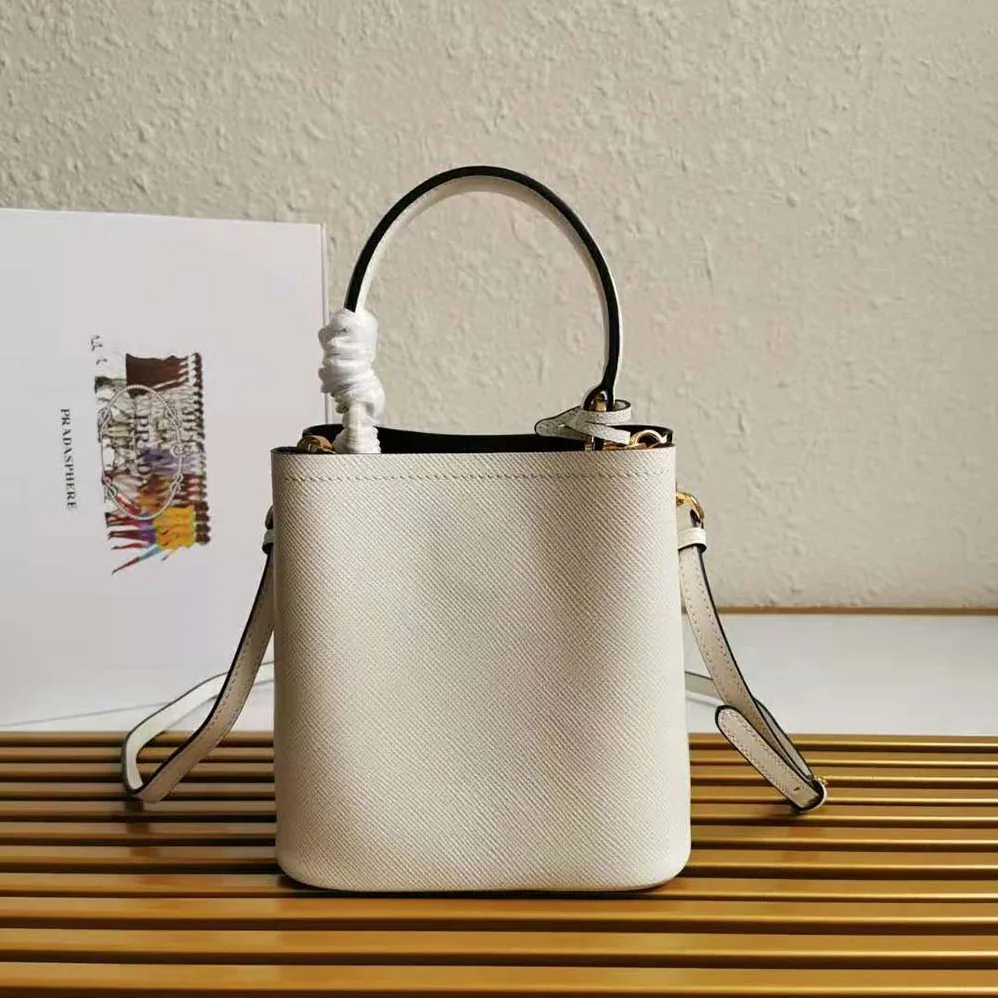 Prada Small Saffiano Leather Prada Panier Bag for Women in White Prada Small Saffiano Leather Prada Panier Bag for Women in White