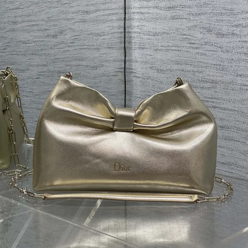 Dior Or Small Dior Bow Bag Mekong Laminated Lambskin for Women Dior Or Small Dior Bow Bag Mekong Laminated Lambskin for Women