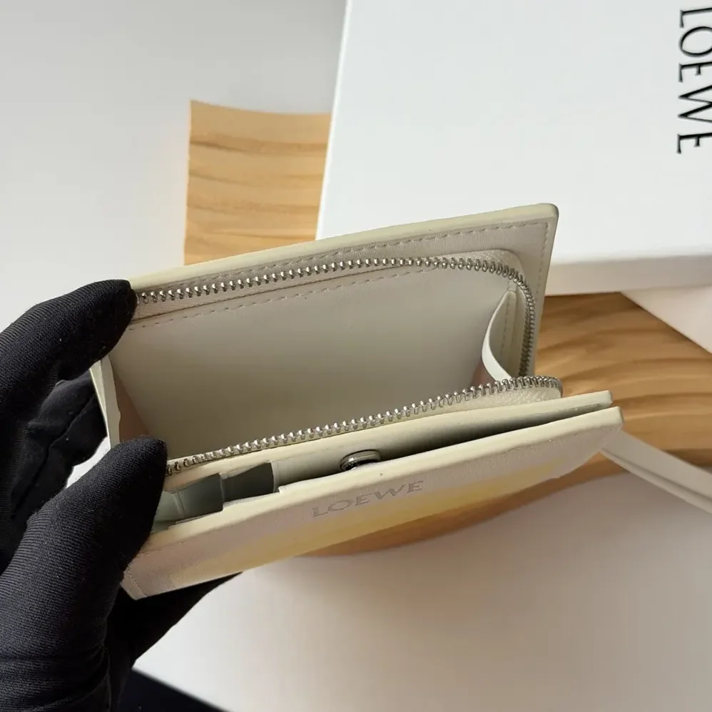 Loewe Compact Wallet in Nappa Calfskin for Unisex in White