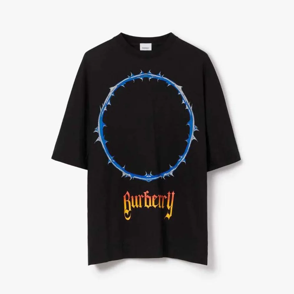 Burberry Thorn and Logo Print Cotton Oversized T-shirt for Men in Black